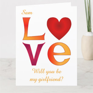 Carte Personnalisé LOVE Carré Girfriend Proposition sur 