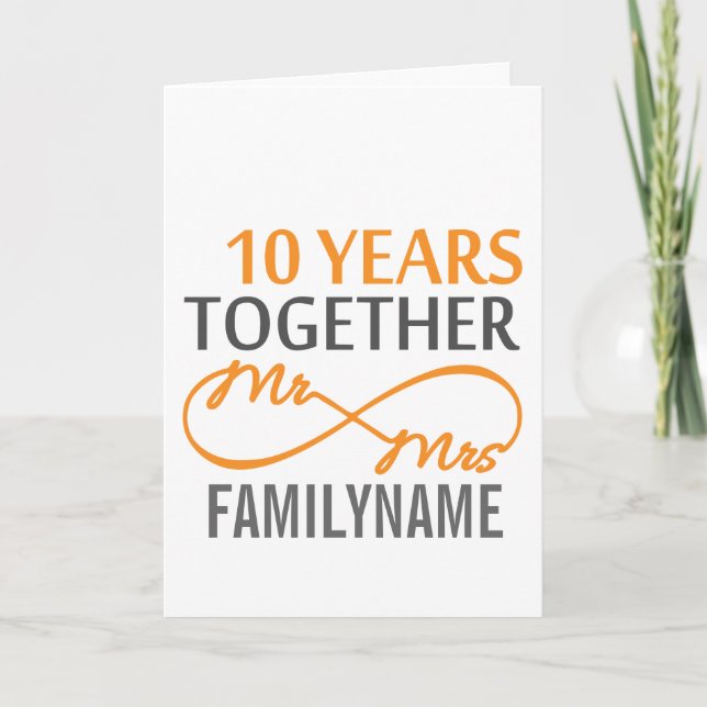 Carte Personnalisé M. et Mme 10e anniversaire (Devant)