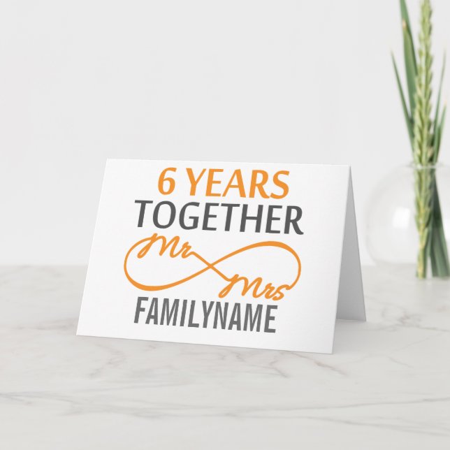 Carte Personnalisé M et Mme 6e anniversaire de mariage (Devant)