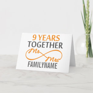 Carte Personnalisé M. et Mme 9e anniversaire