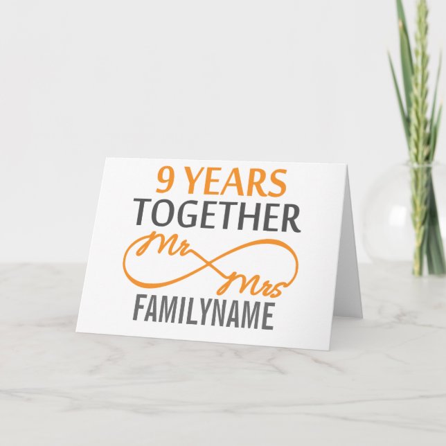 Carte Personnalisé M et Mme 9e Anniversaire de mariage (Devant)