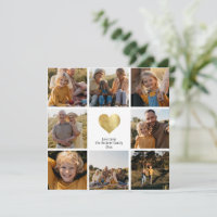 Personnalisé Multi Photo Family Keepsaké Gold Hear