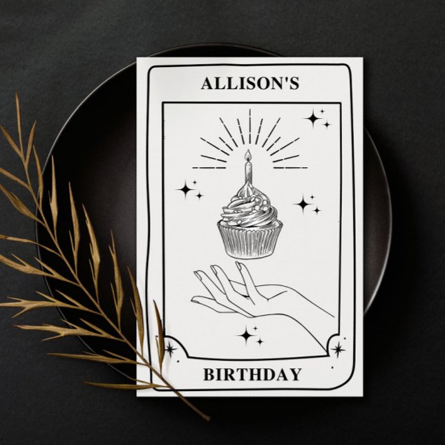 Carte Personnalisé Mysc Noir Blanc Tarot Anniversaire (Créateur téléchargé)