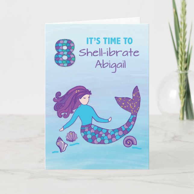 Carte Personnalisé Nom 8e anniversaire Sparkday Look Mer (Devant)