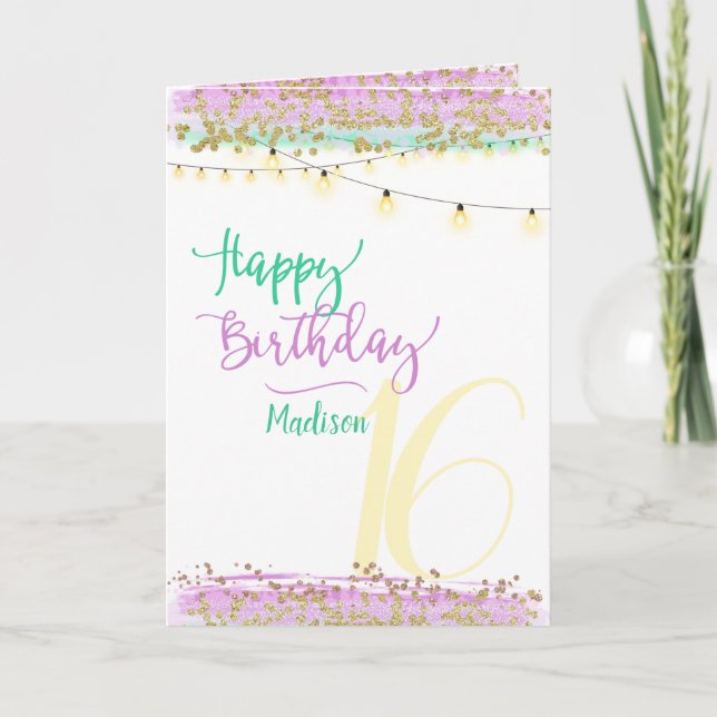 Carte Personnalisé Nom/Âge Joyeux Anniversaire moderne (Devant)