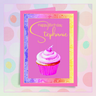 Carte Personnalisé Nom Joyeux Anniversaire Pretty Pink C
