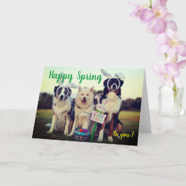 Carte Personnalisé Nom Joyeux Chiens de Printemps Saluta