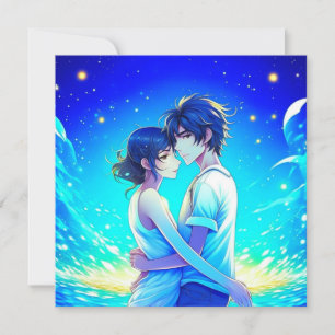 Carte Personnalisé romantique Anime Couple Valentine's D