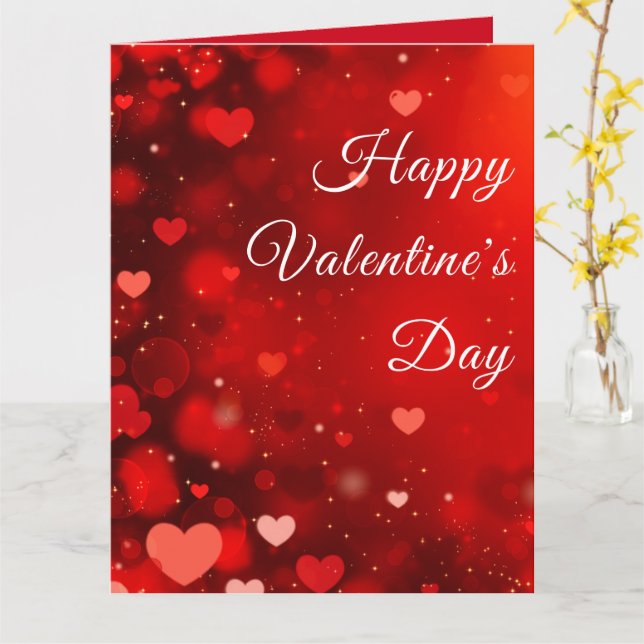 Carte Personnalisé Rouge Glittering Heart Glossy Valenti (Fleur jaune)