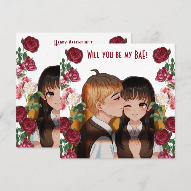 Carte Personnalisé Serez-Vous Ma BAE Rustic Rose Card (Devant / Derrière)