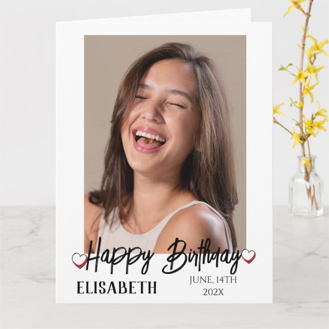 Carte Personnalisé Simple Anniversaire Photo stylé amusa (Fleur jaune)