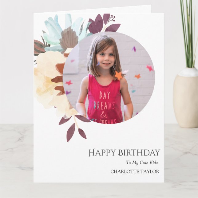 Carte Personnalisé Simple Anniversaire Stylé Fun Photo C (Devant)