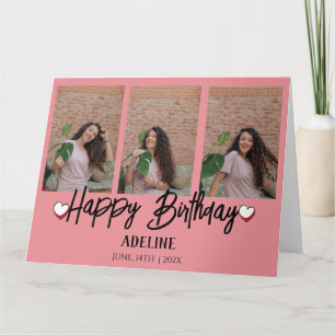 Carte Personnalisé Simple Anniversaire Stylé Trois Photo