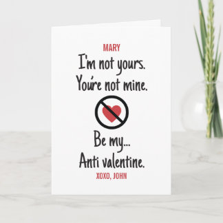 Carte PERSONNALISÉ Sois mon Anti saint-valentin Pas de s