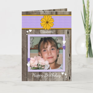 Carte Personnalisé violet rustique Anniversaire Photo de