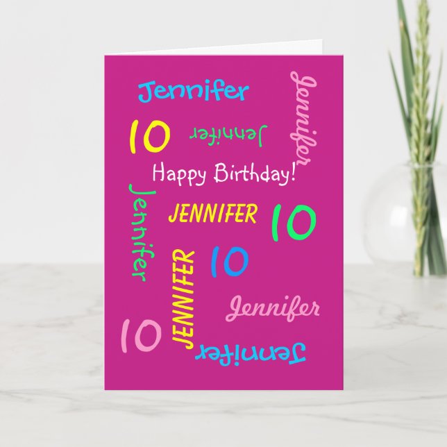 Carte personnalisée 10e anniversaire N'importe que (Devant)