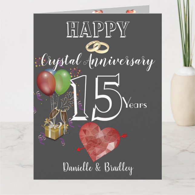 Carte personnalisée 15e année Crystal Anniversary (Devant)