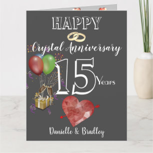 Carte personnalisée 15e année Crystal Anniversary
