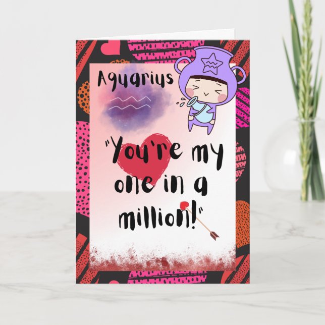Carte personnalisée Aquarius Zodiac Valentines (Devant)
