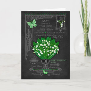Carte personnalisée avec fleur de naissance de mai