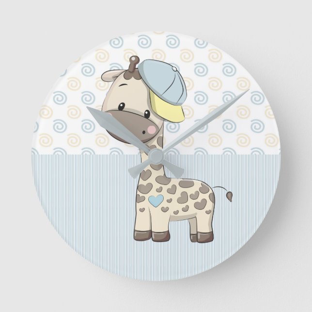 Carte personnalisée Baby Boy Giraffe Horloge (Recto)