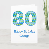 Carte personnalisée Chevron bleu et vert 80e anniv