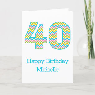Carte personnalisée Chevron brillant 40e anniversa