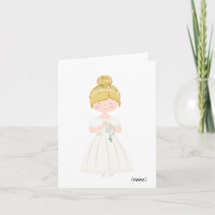 Carte Personnalisée Chic Première Communion-Blonde Coiff