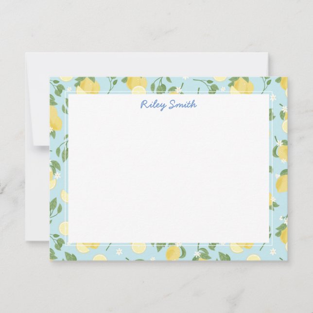 Carte personnalisée citron bleu plat (Devant)
