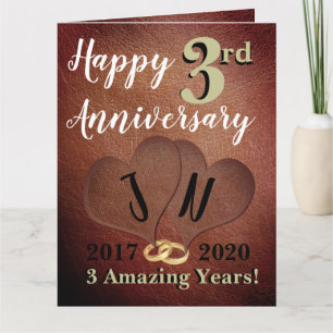 Carte personnalisée de 3e anniversaire de mariage