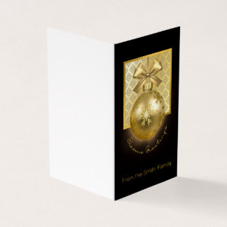 Carte personnalisée de boule de Noël noire et or