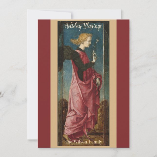 Carte personnalisée de fêtes de Noël ange doré bor (Devant)
