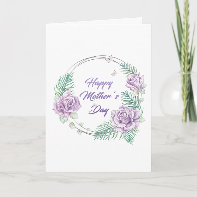 Carte personnalisée de la fête des mères violette  (Devant)