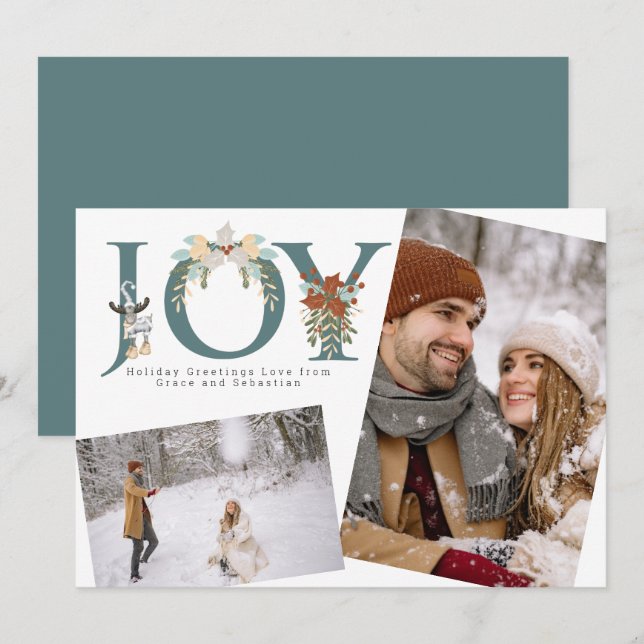 Carte personnalisée de la photo Holiday Joy (Devant / Derrière)