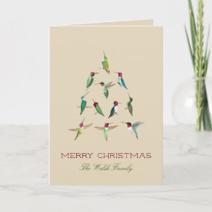 Carte personnalisée de l'arbre de Noël des colibri