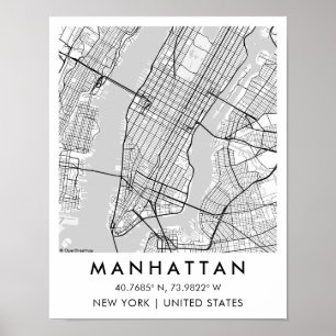 Carte personnalisée de Manhattan New York Poster