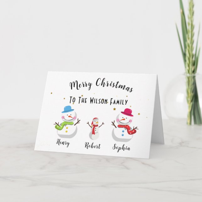 Carte personnalisée de Noël de famille (Devant)