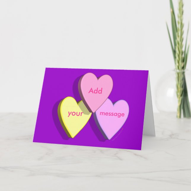 Carte personnalisée de sucrerie de coeur (pourpre) (Devant)