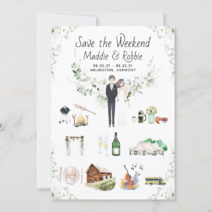 Carte personnalisée d'itinéraire pour un mariage à