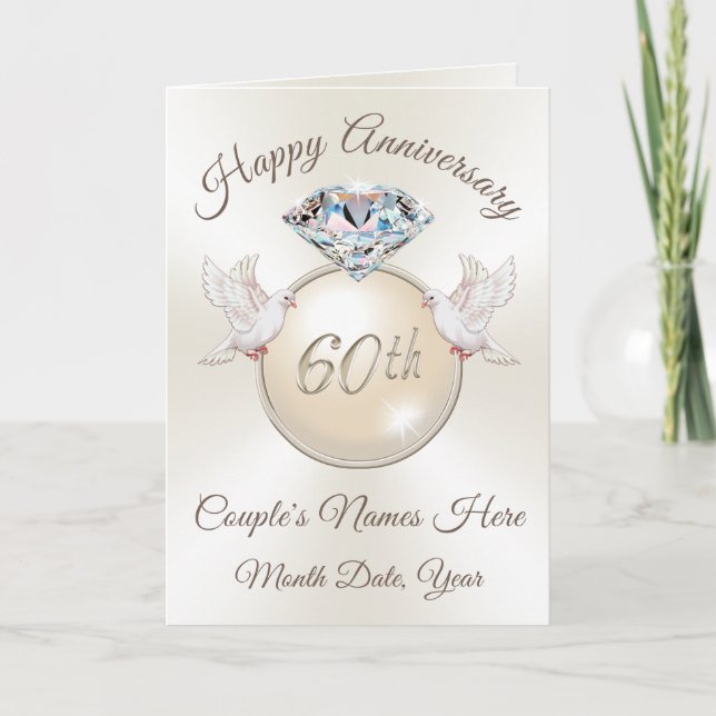 Carte personnalisée du 60e anniversaire, thème Dia (Devant)