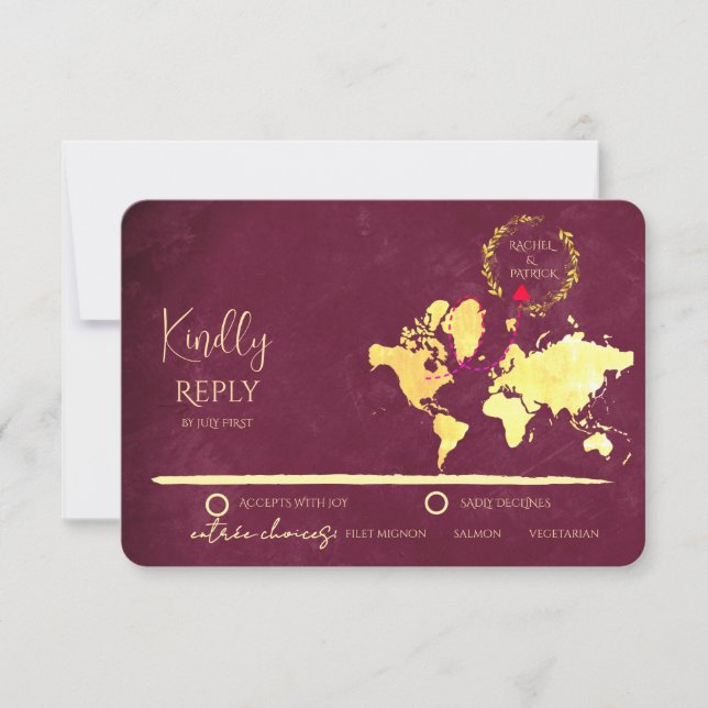 Carte personnalisée du voyage d'amour Mariage (Devant)