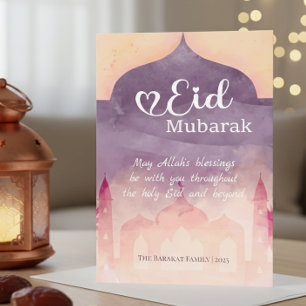 Carte personnalisée Eid Mubarak avec motif de mosq