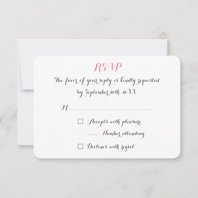 Carte personnalisée élégante de réponse de mariage (Devant)