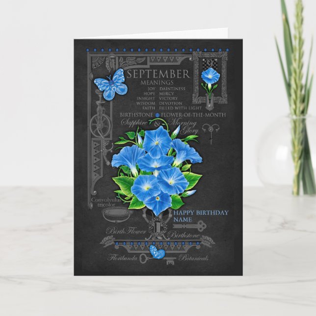 Carte personnalisée fleur de naissance septembre c (Devant)