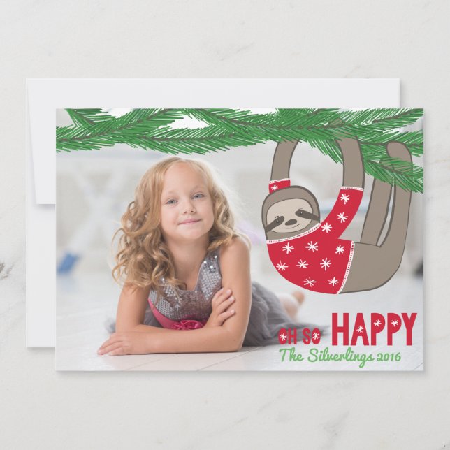 Carte personnalisée Fun tendance Sloth Photo de No (Devant)