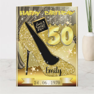 Carte personnalisée Gold 50e anniversaire