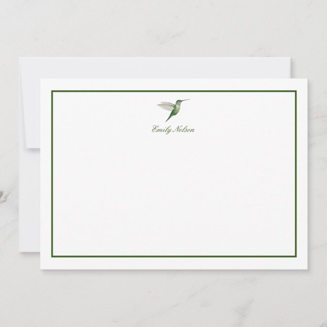 Carte personnalisée Green Humminbird Note (Devant)