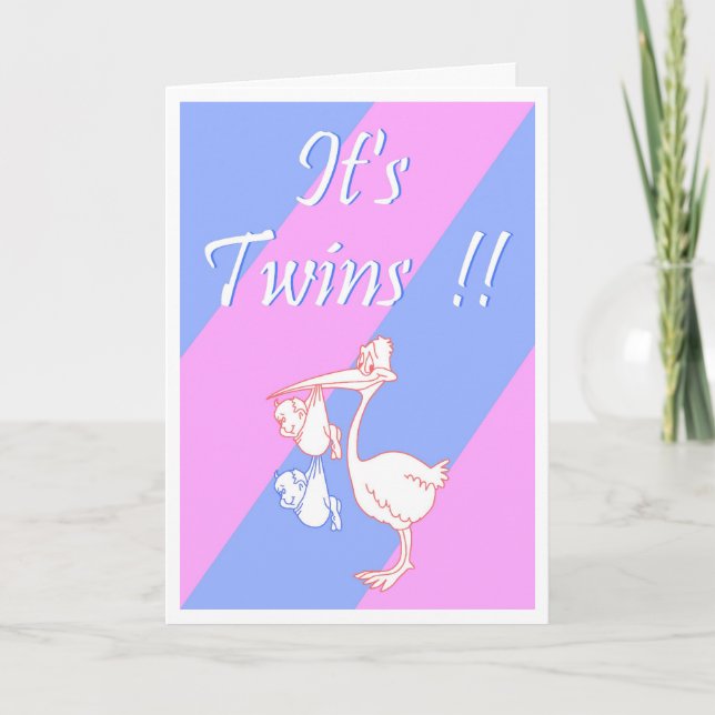 Carte personnalisée "It's Twins!!" (Boy/Girl) (Devant)