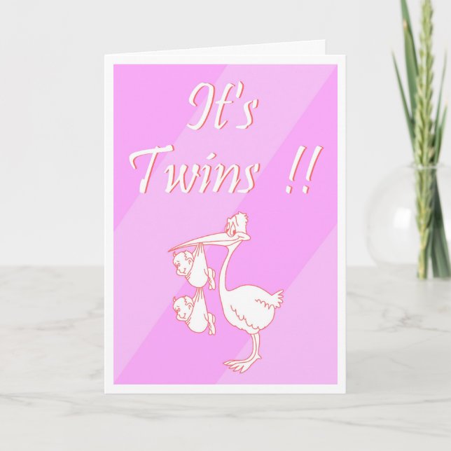 Carte personnalisée "It's Twins!!" (Girls) (Devant)