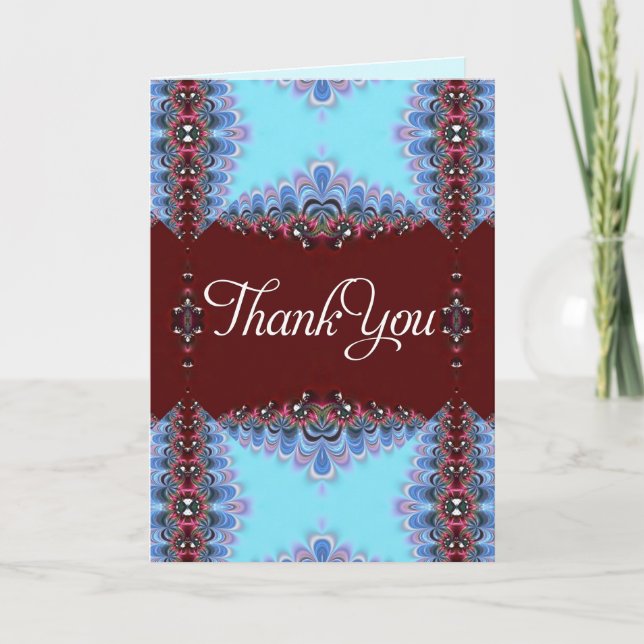 Carte personnalisée Merci en dentelle bleu rose do (Devant)